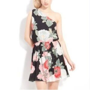 Alice & Olivia Floral‎ One shoulder silk mini dress Size Small